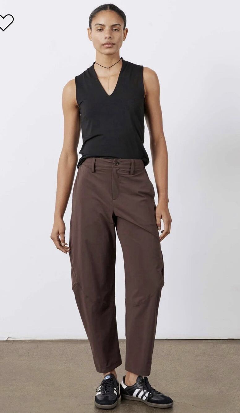 NEW Ruti The Wide-Ish Pants•16•Coffee Brown Barrel Ankle Work Elastic Waist $279